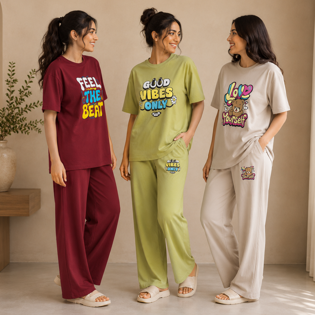 3 Cotton T-Shirt With Bottom (T-4)
