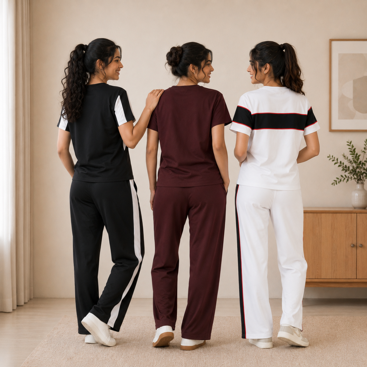 3 Women's Cotton T-shirts + Bottom | Combo (S-4)