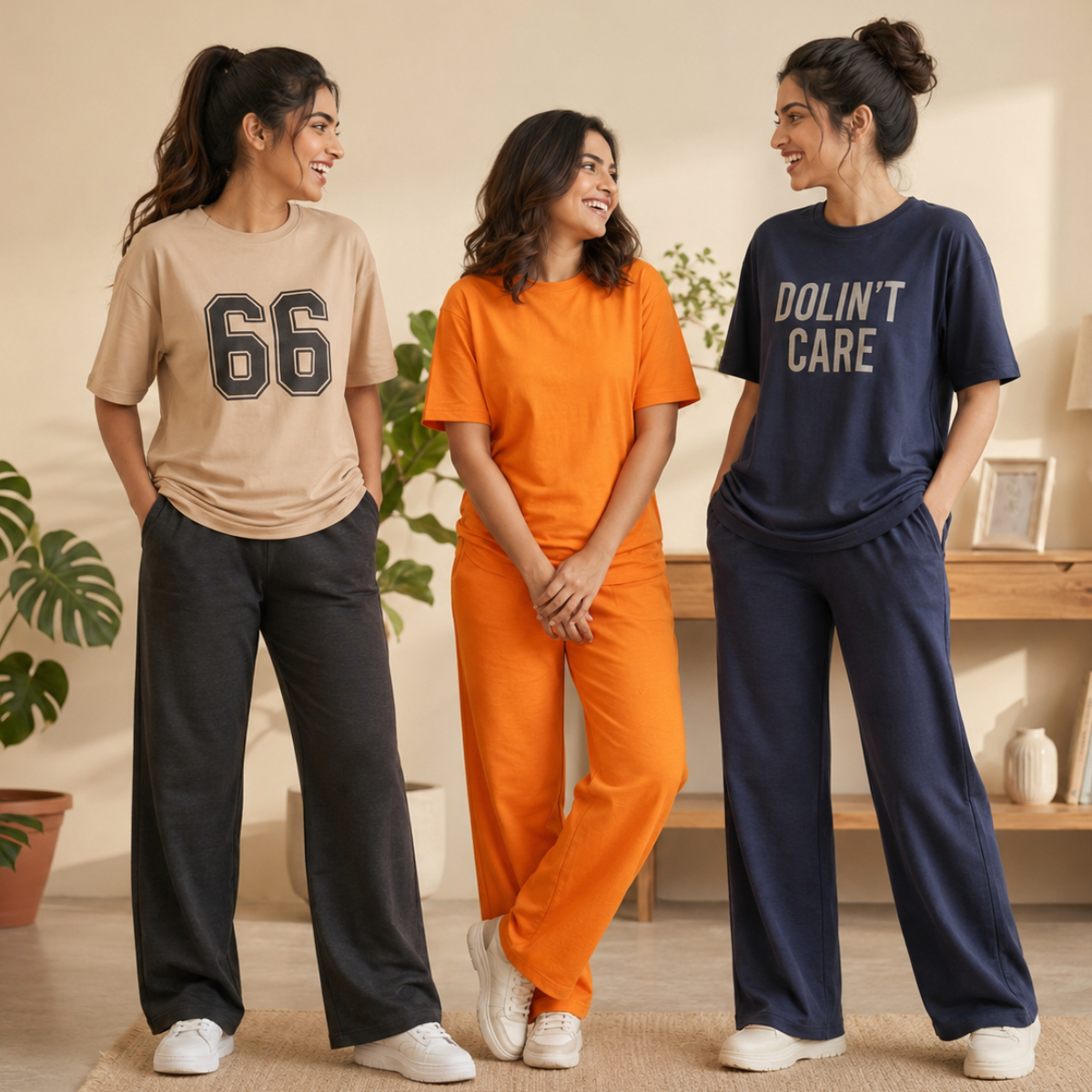 3 Women's Cotton T-shirts + Bottom | Combo (S-5)