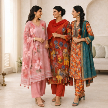 3 Cotton Kurti Set + Bottom With Dupatta ( K-5 )