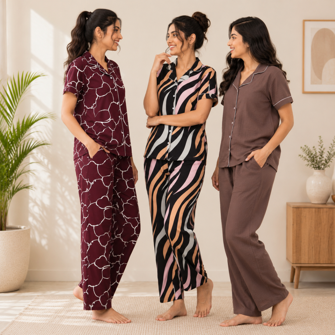 3 Women's Comfortable Night Suit Set ( N5 )