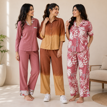 3 Printed Cotton Nightwear Set ( P6 )