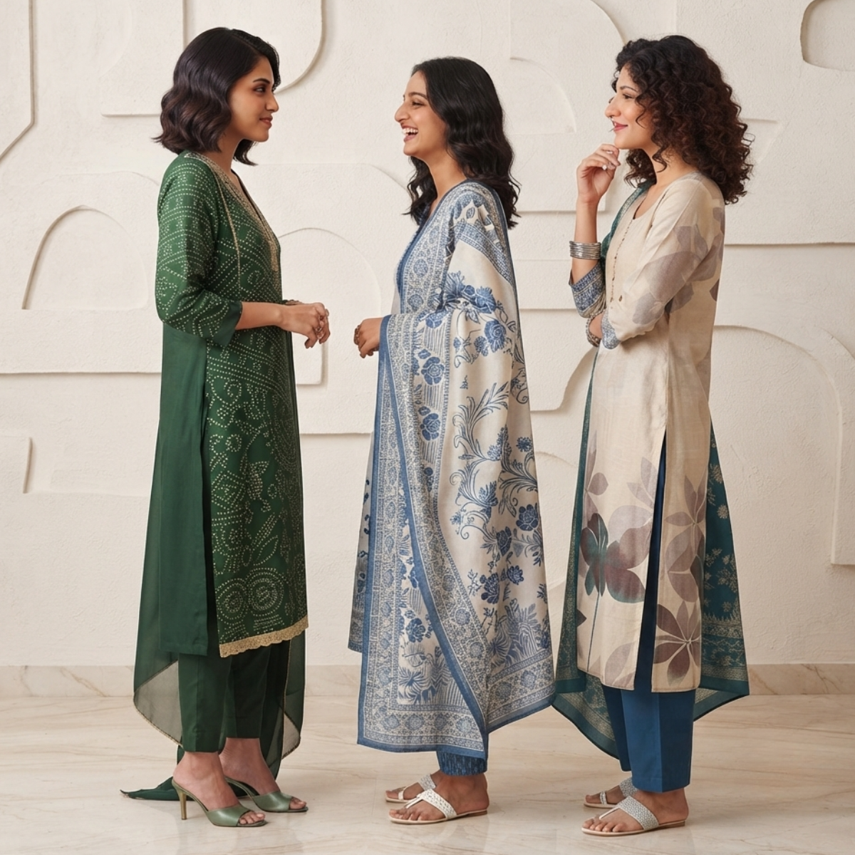 3 Cotton Kurti Set + Bottom With Dupatta ( K-6 )