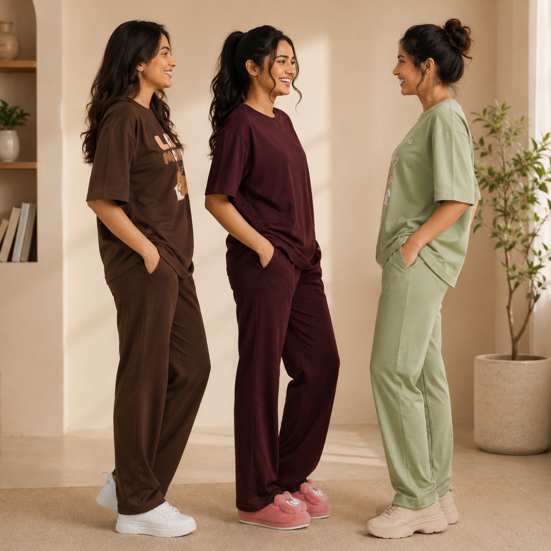 3 Women's Cotton T-shirts + Bottom | Combo (S-6)