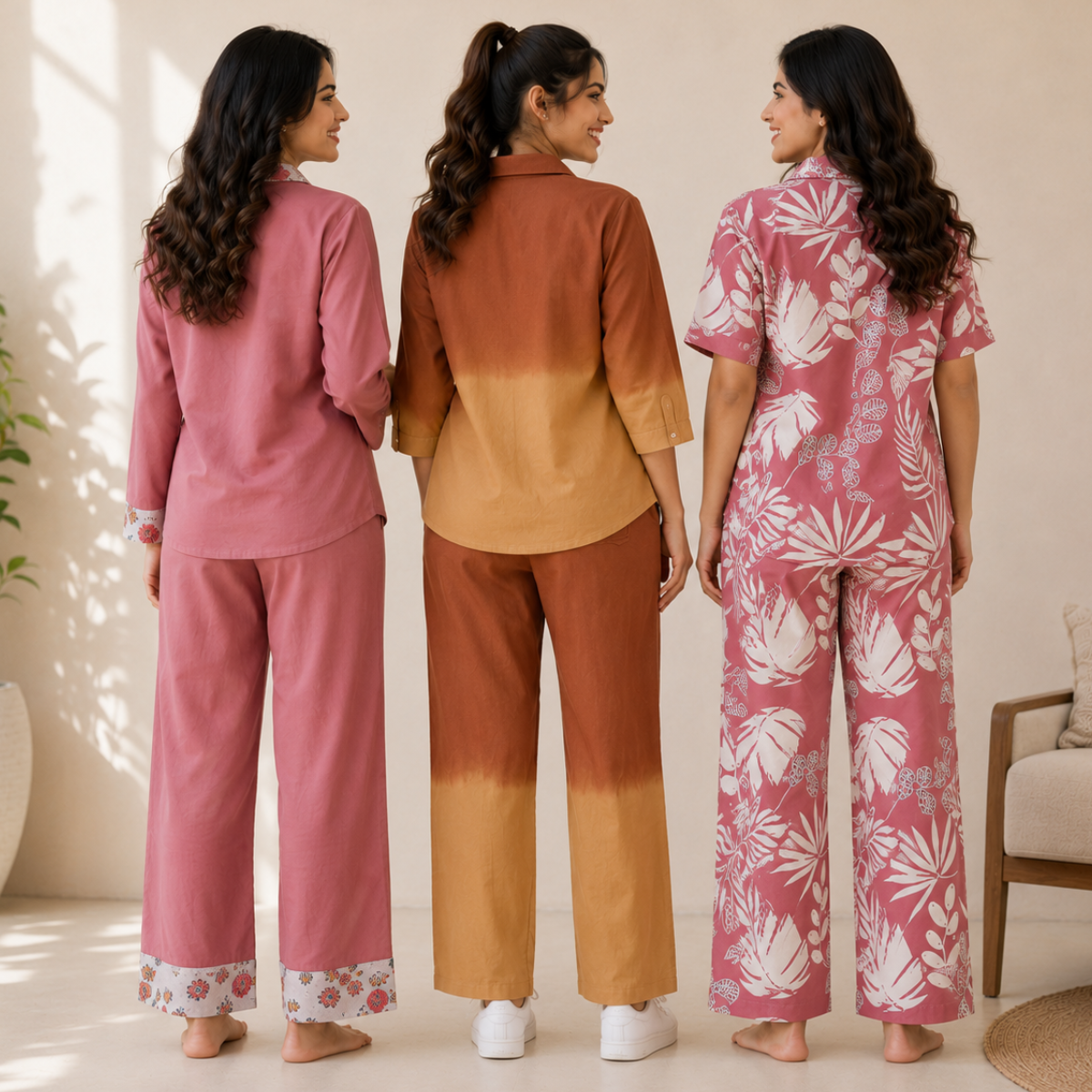 3 Printed Cotton Nightwear Set ( P6 )