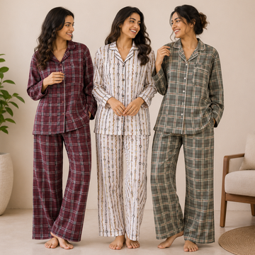 3 Printed Cotton Nightwear Set ( P7 )