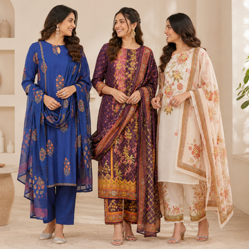 3 Cotton Kurti Set + Bottom With Dupatta ( K-7 )