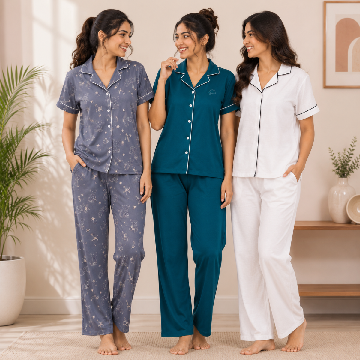 3 Women's Comfortable Night Suit Set ( N7 )