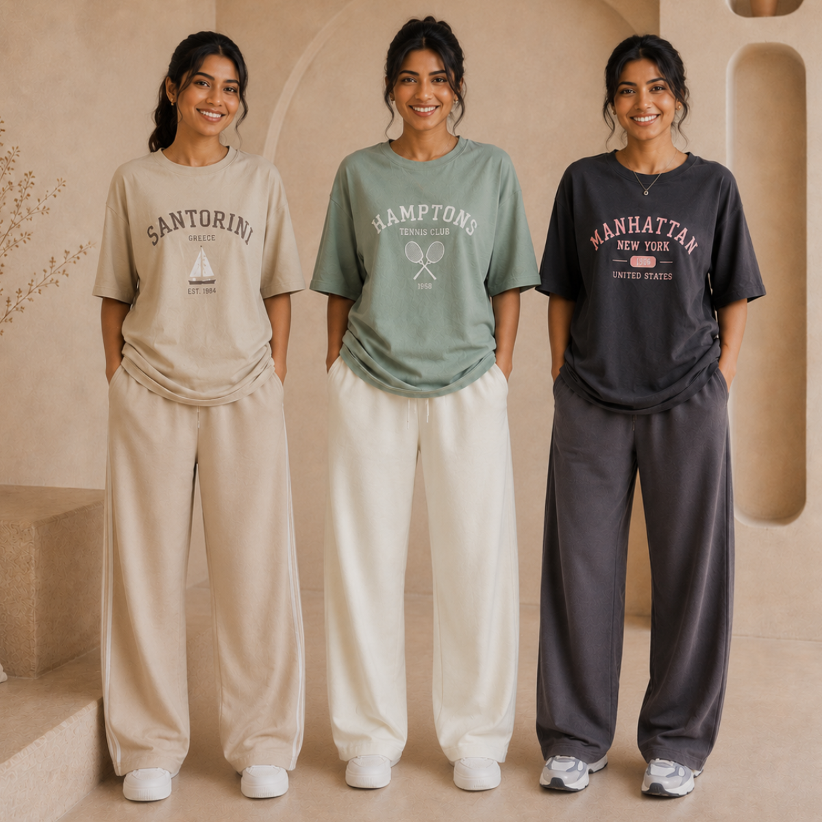 3 Women's Cotton T-shirts + Bottom | Combo (S-1)