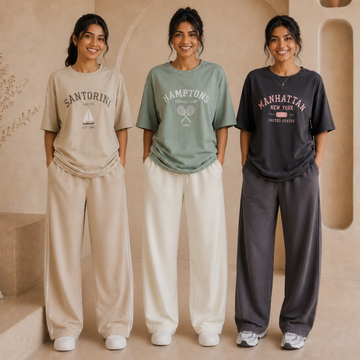 3 Women's Cotton T-shirts + Bottom | Combo (S-1)
