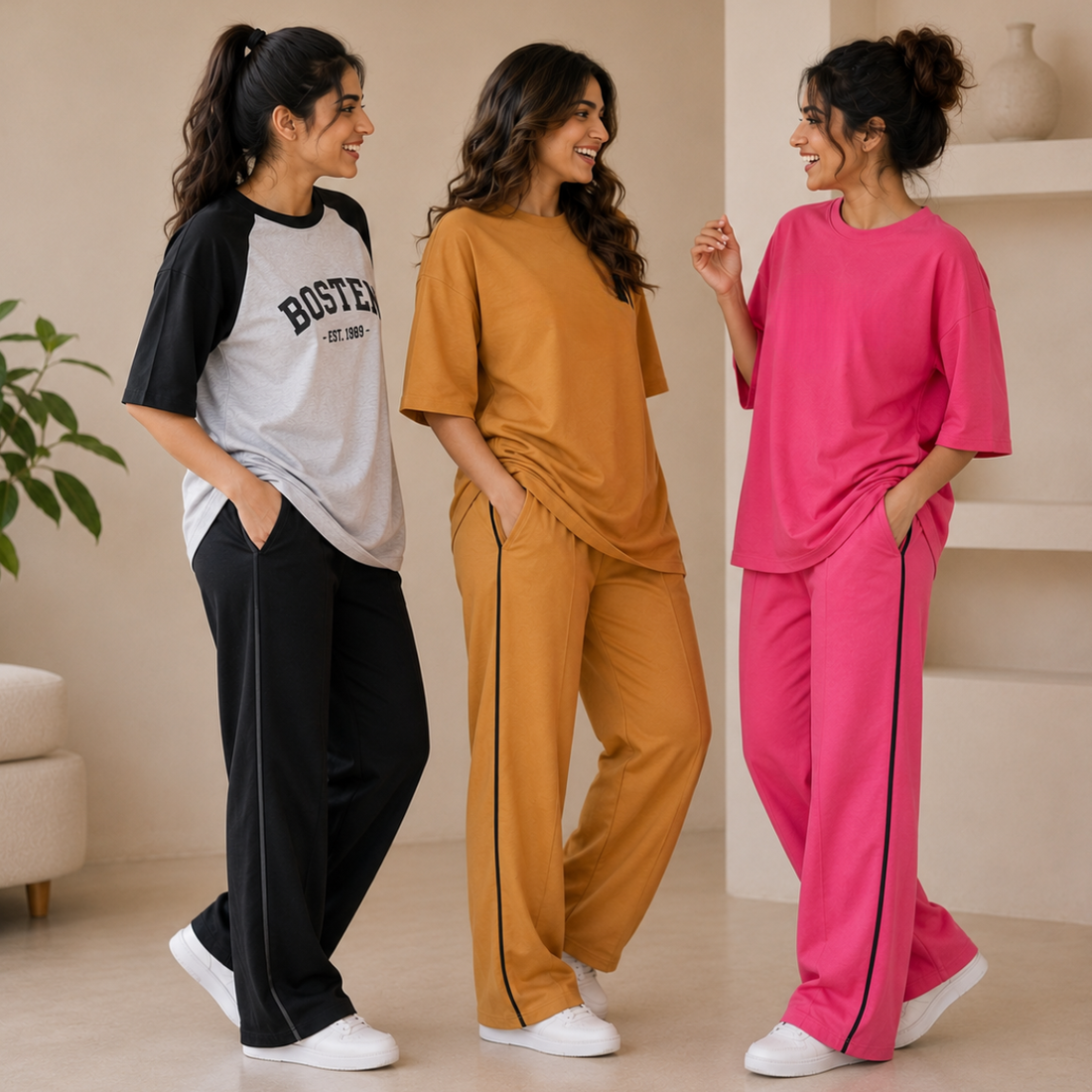 3 Women's Cotton T-shirts + Bottom | Combo (S-7)