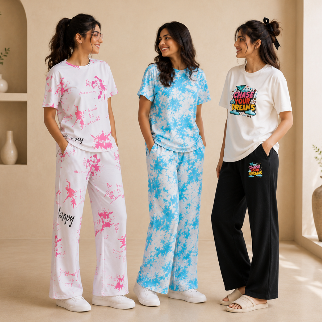 3 Cotton T-Shirt With Bottom (T-7)