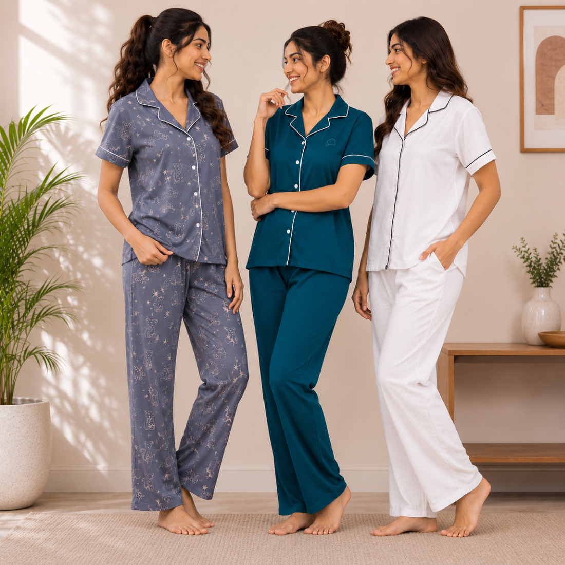 3 Women's Comfortable Night Suit Set ( N7 )