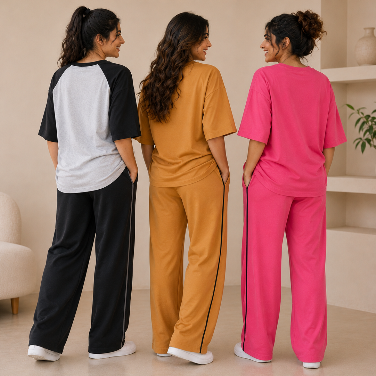 3 Women's Cotton T-shirts + Bottom | Combo (S-7)