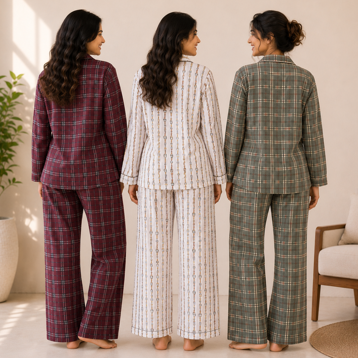 3 Printed Cotton Nightwear Set ( P7 )