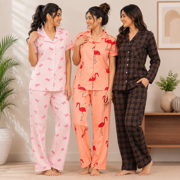 3 Women's Comfortable Night Suit Set ( N8 )