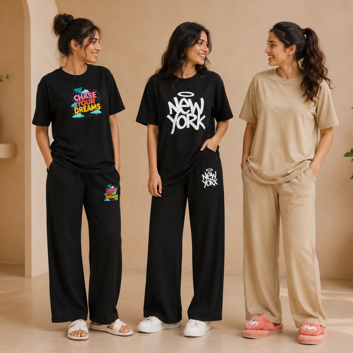 3 Cotton T-Shirt With Bottom (T-8)