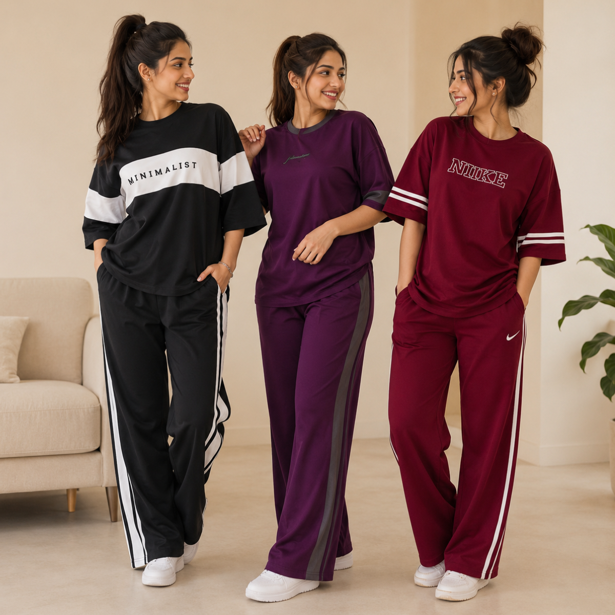 3 Women's Cotton T-shirts + Bottom | Combo (S-8)