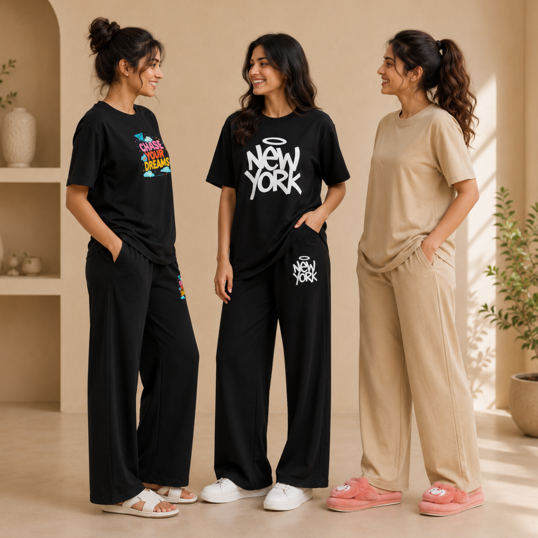 3 Cotton T-Shirt With Bottom (T-8)