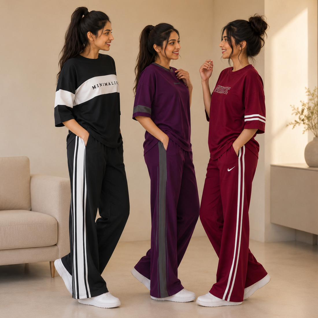 3 Women's Cotton T-shirts + Bottom | Combo (S-8)