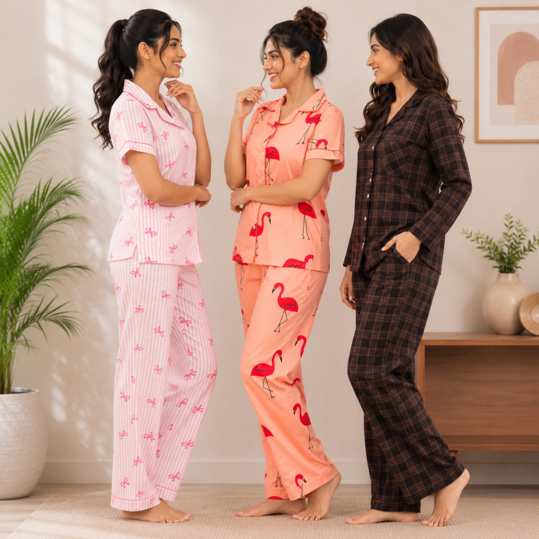 3 Women's Comfortable Night Suit Set ( N8 )