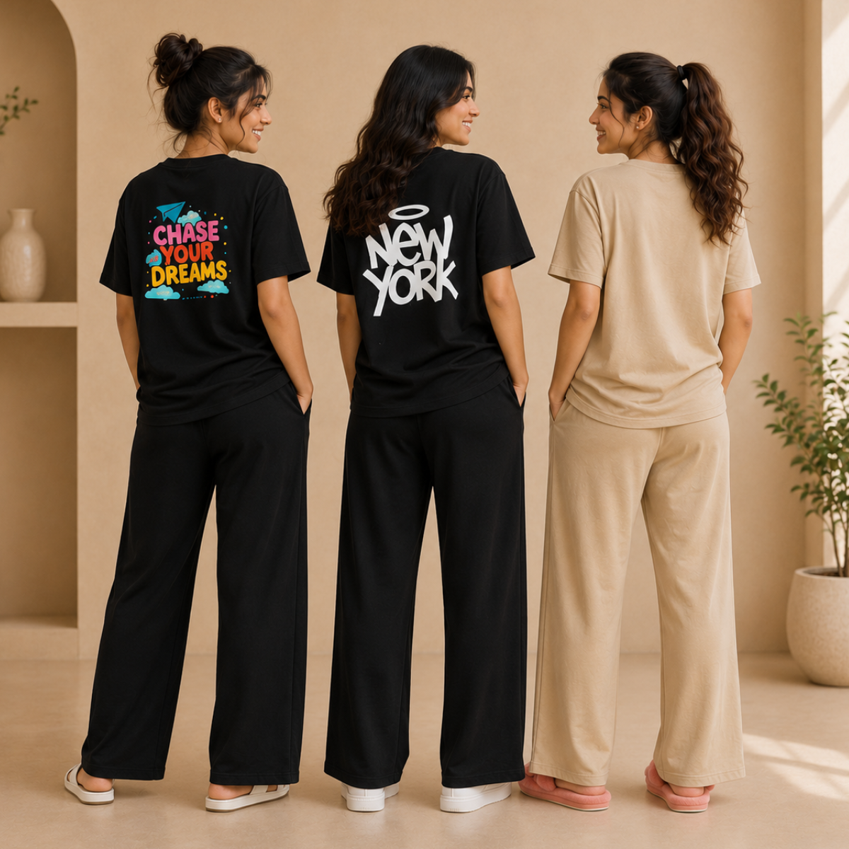 3 Cotton T-Shirt With Bottom (T-8)