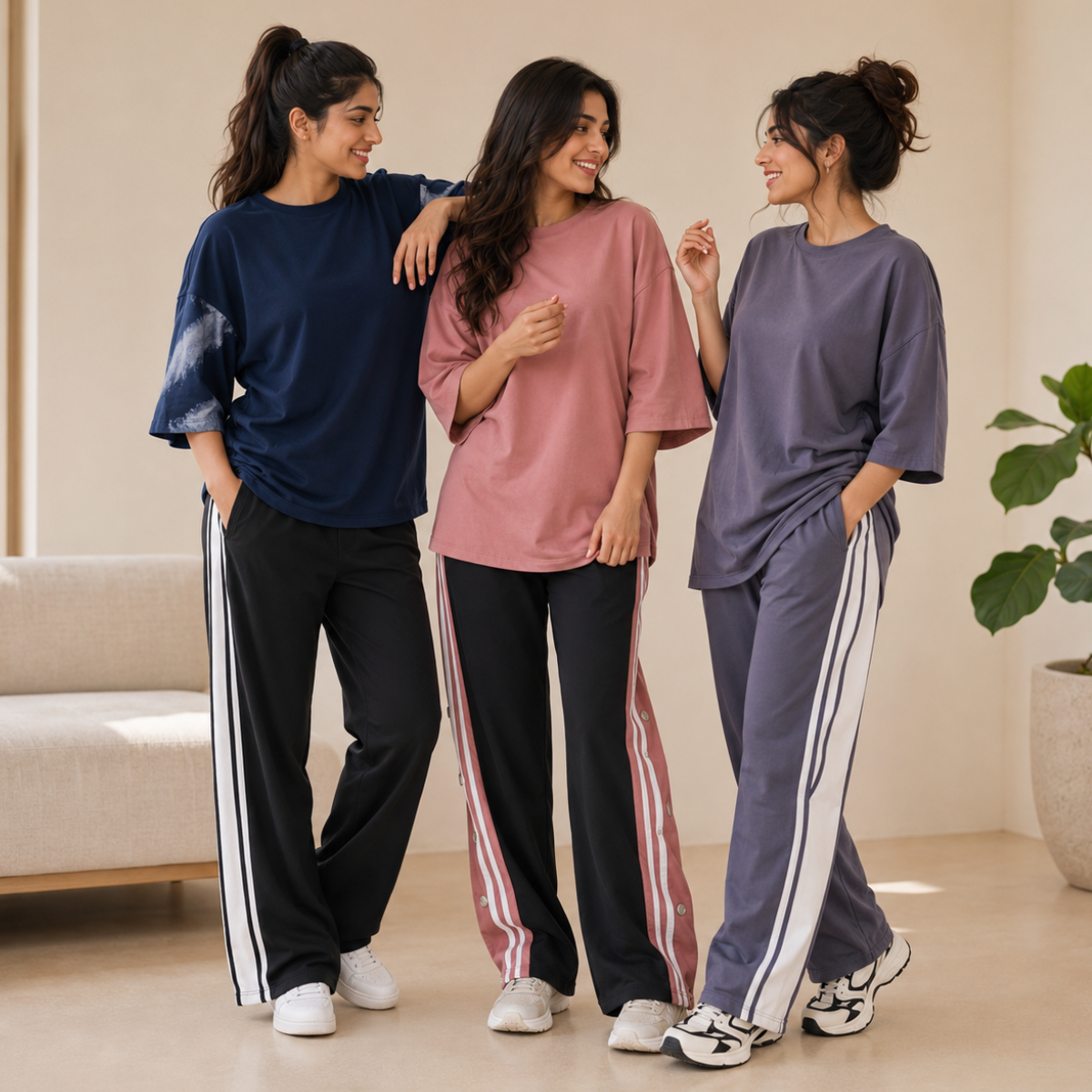 3 Women's Cotton T-shirts + Bottom | Combo (S-9)