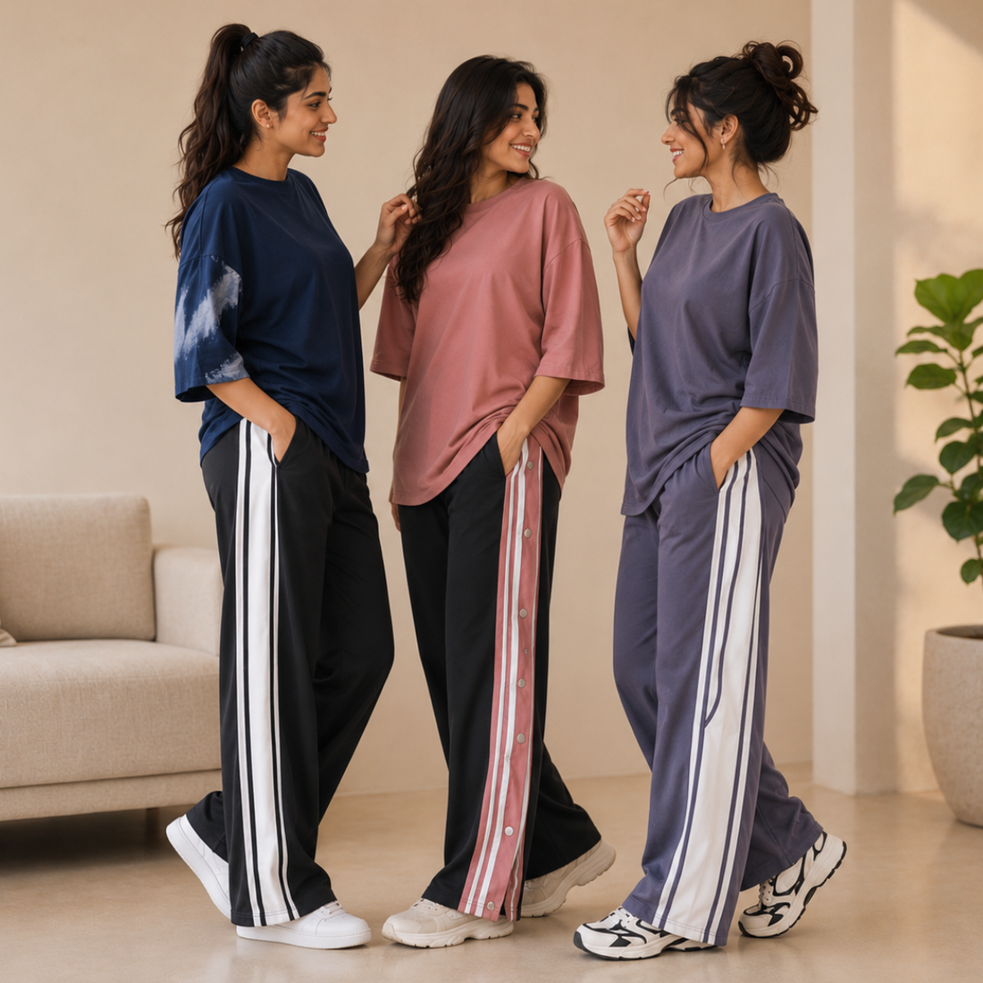 3 Women's Cotton T-shirts + Bottom | Combo (S-9)