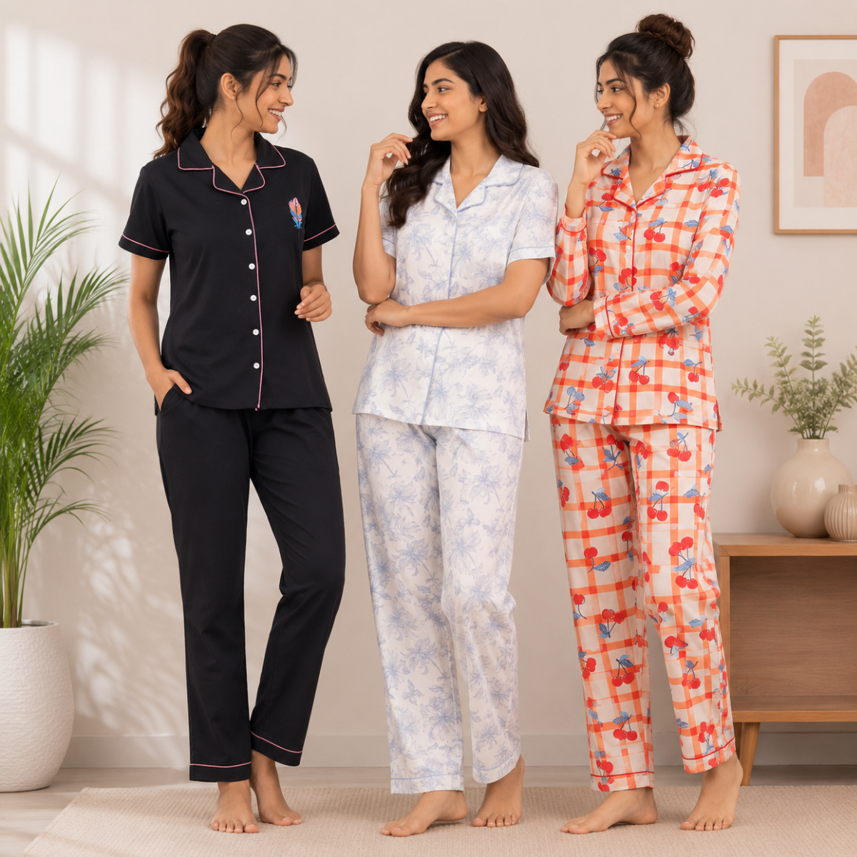 3 Women's Comfortable Night Suit Set ( N10 )