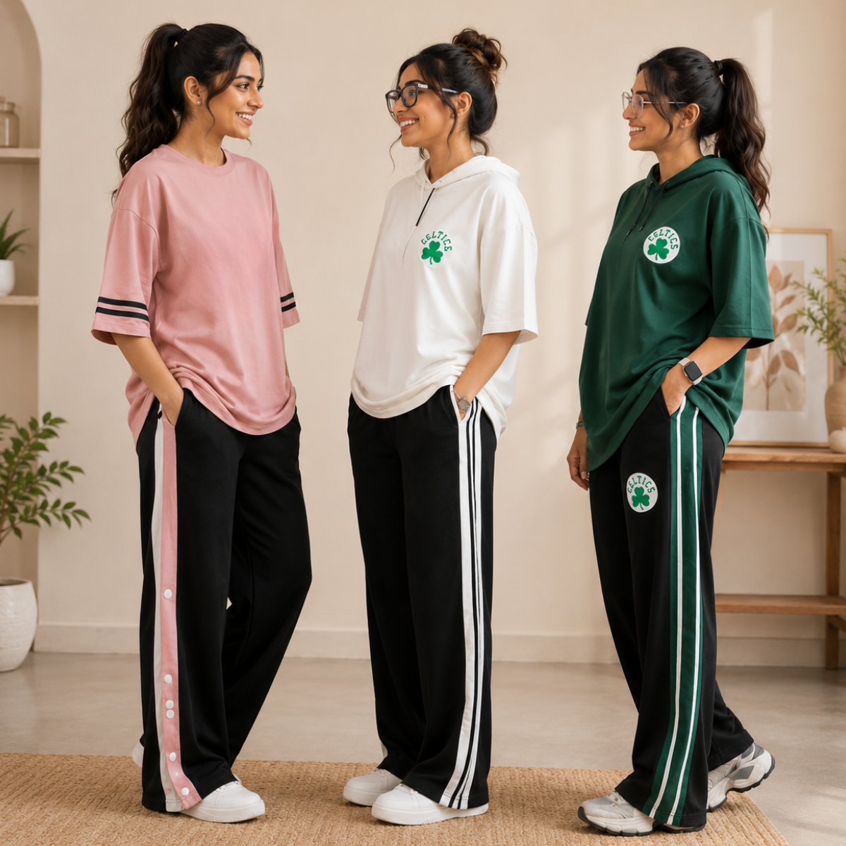 3 Women's Cotton T-shirts + Bottom | Combo (S-10)