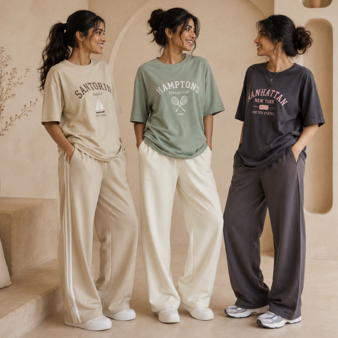 3 Women's Cotton T-shirts + Bottom | Combo (S-1)