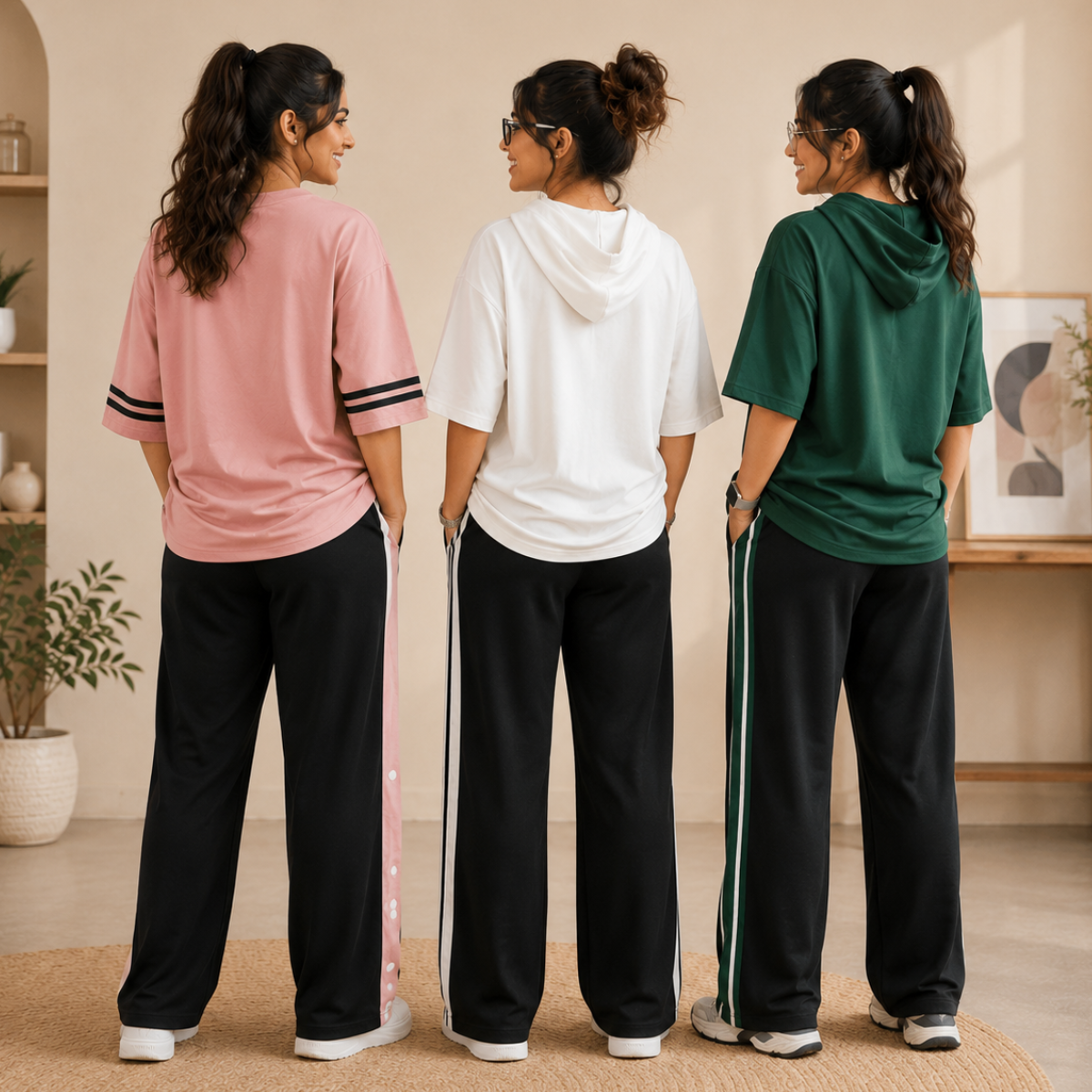 3 Women's Cotton T-shirts + Bottom | Combo (S-10)