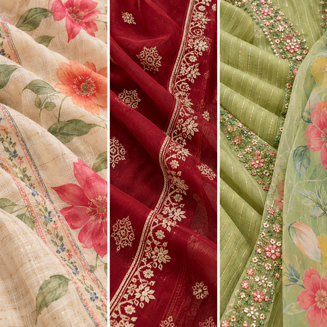 3 Women's Printed Kurta Sets With Dupatta | KS-10