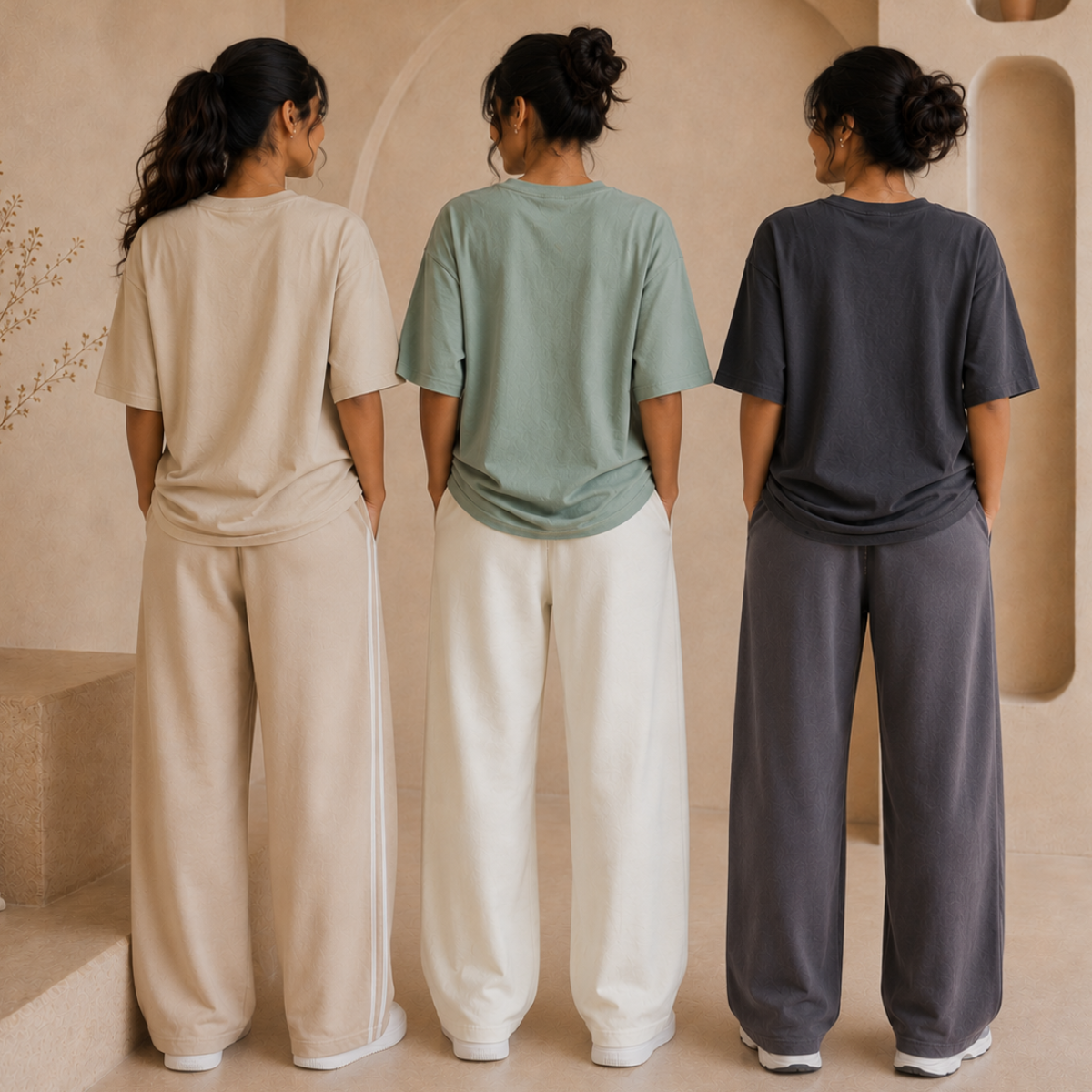 3 Women's Cotton T-shirts + Bottom | Combo (S-1)