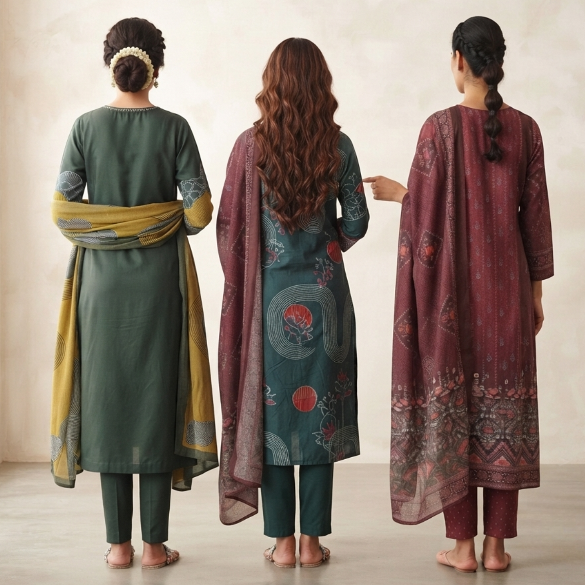 3 Cotton Kurti Set + Bottom With Dupatta ( K-1 )