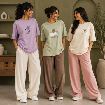 3 Women's Cotton T-shirts + Bottom | Combo (S-2)