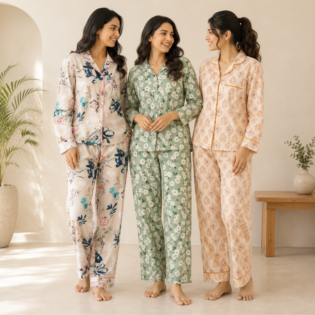 3 Printed Cotton Nightwear Set ( P2 )