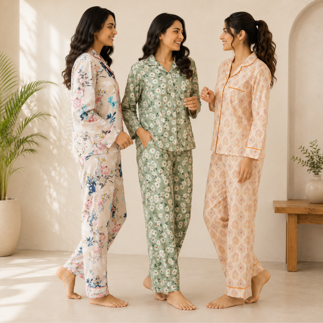 3 Printed Cotton Nightwear Set ( P2 )