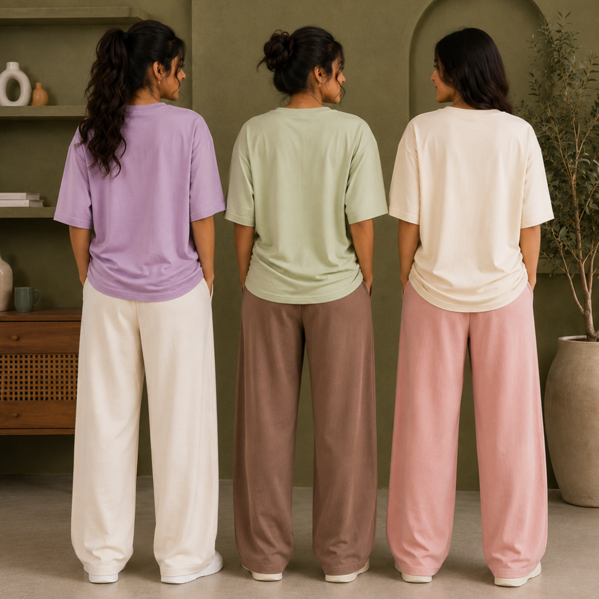 3 Women's Cotton T-shirts + Bottom | Combo (S-2)