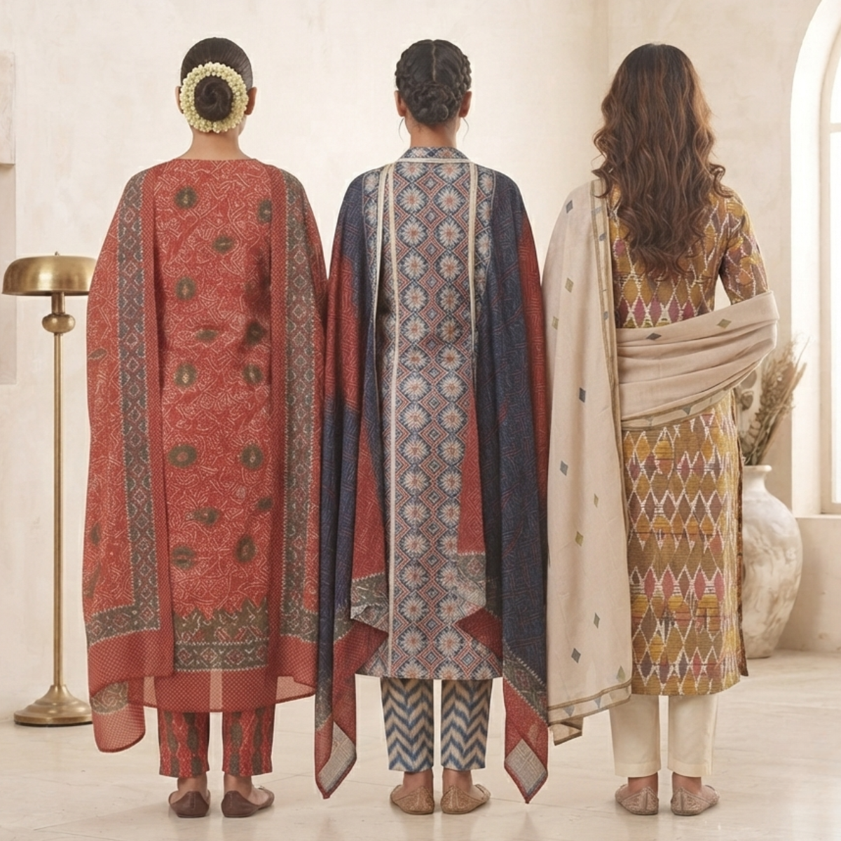 3 Cotton Kurti Set + Bottom With Dupatta ( K-2 )