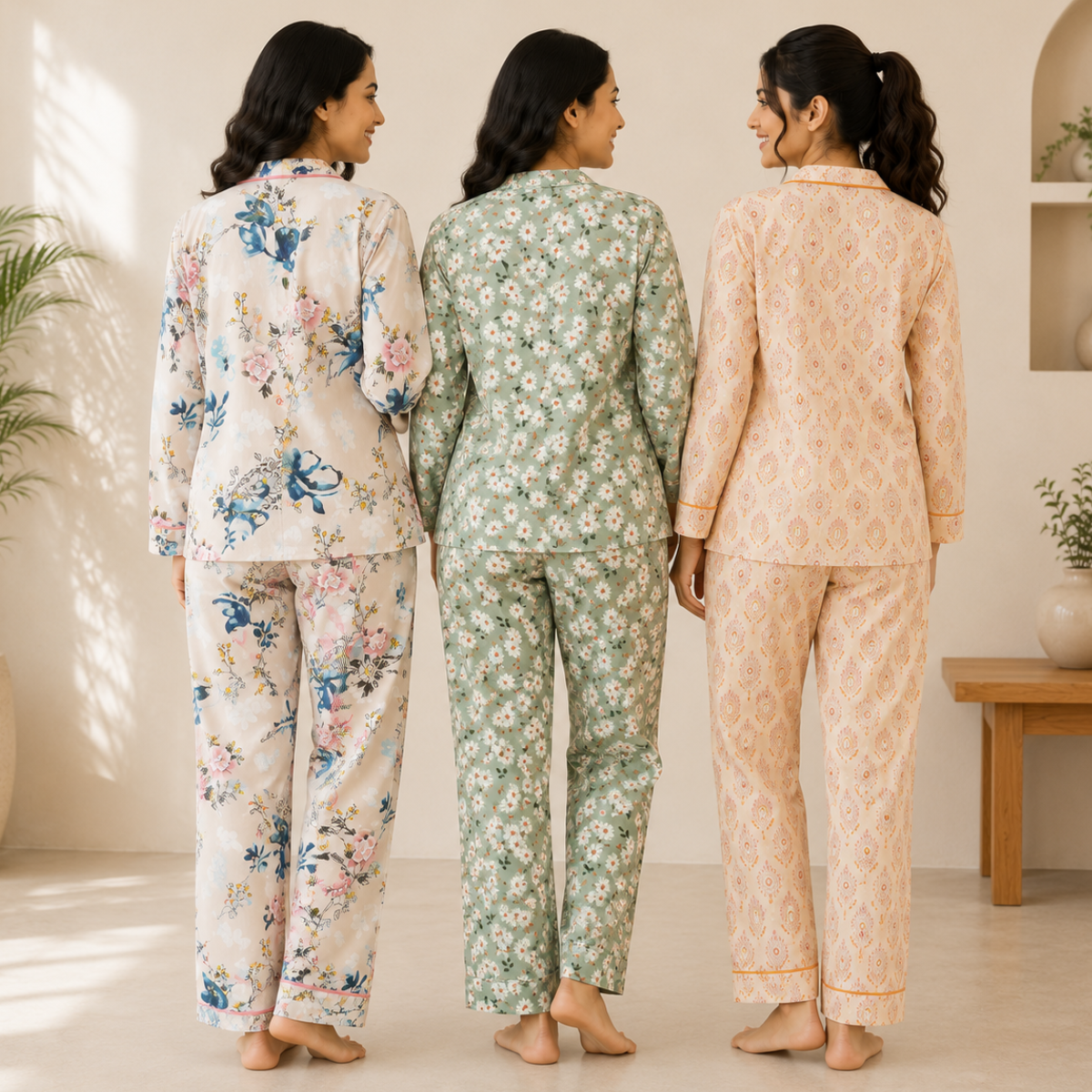 3 Printed Cotton Nightwear Set ( P2 )