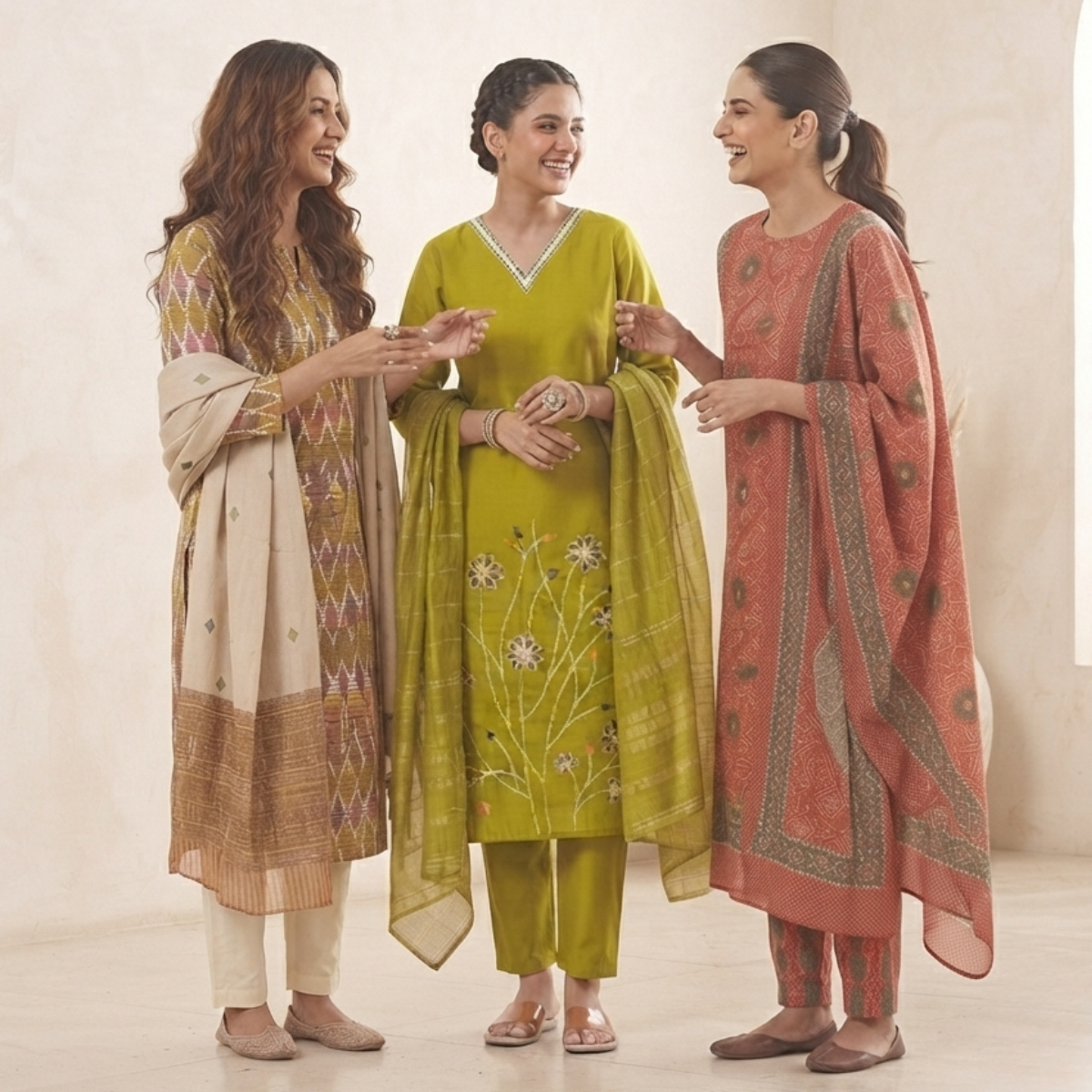 3 Cotton Kurti Set + Bottom With Dupatta ( K-3 )