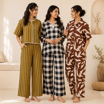 3 Printed Cotton Nightwear Set ( P3 )
