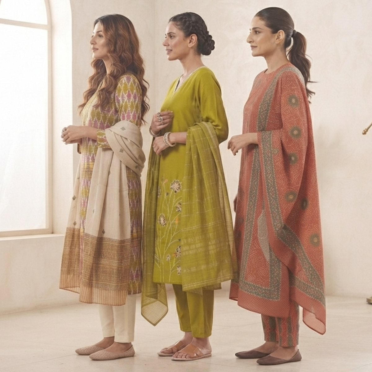 3 Cotton Kurti Set + Bottom With Dupatta ( K-3 )