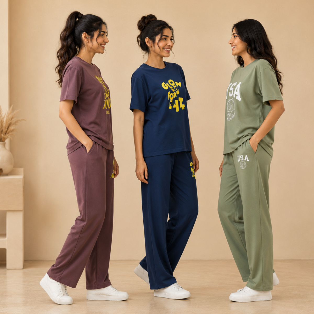 3 Cotton T-Shirt With Bottom (T-3)