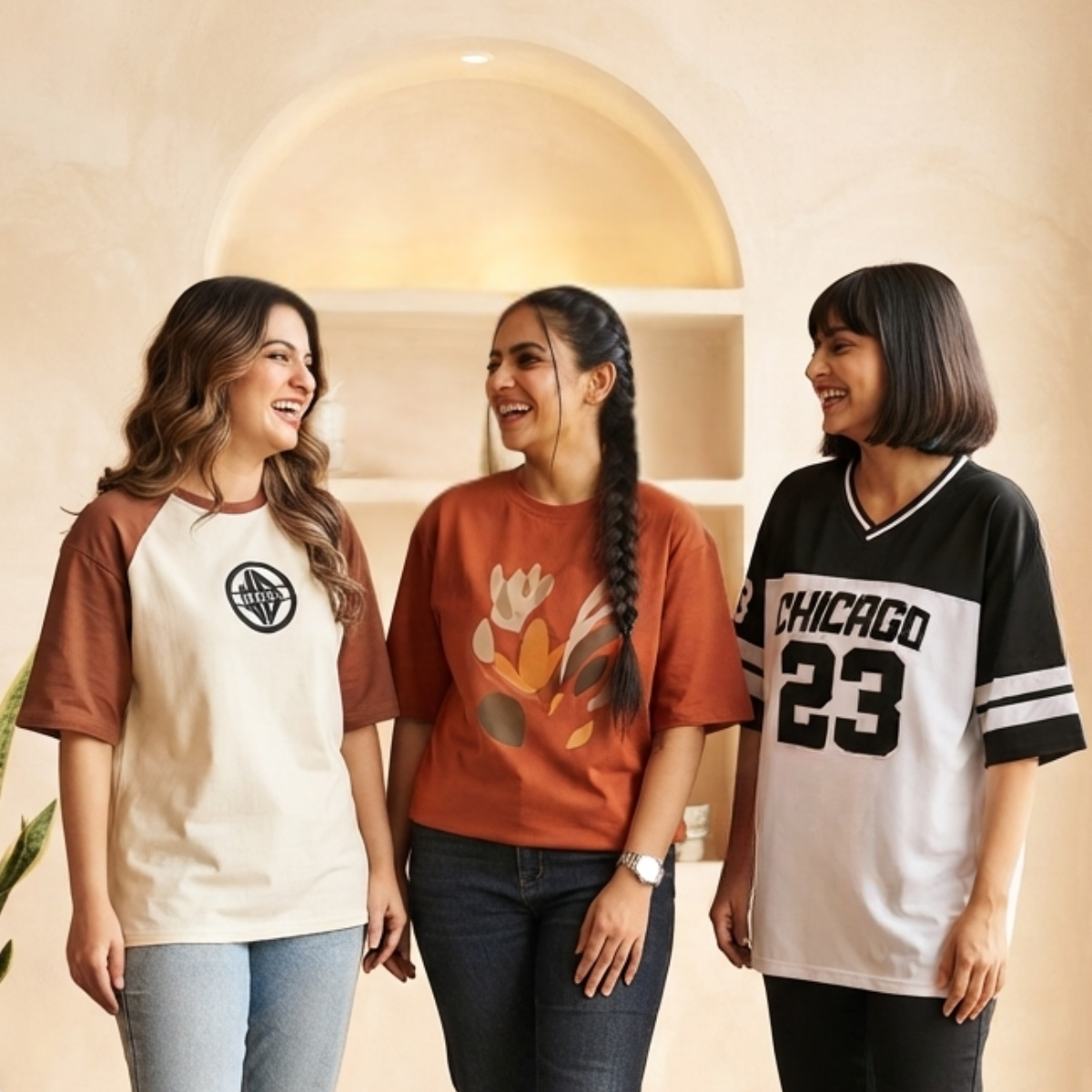3 Women Relaxed Fit Oversized T-Shirts ( T2 )