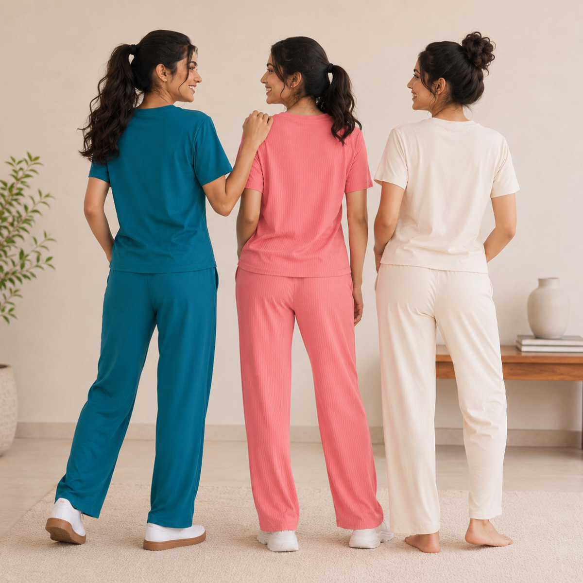 3 Women's Cotton T-shirts + Bottom | Combo (S-3)