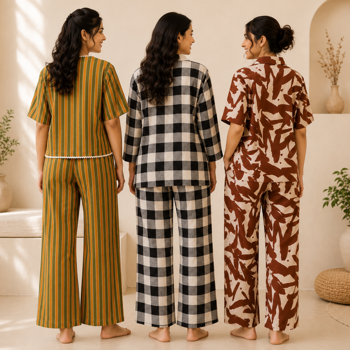 3 Printed Cotton Nightwear Set ( P3 )