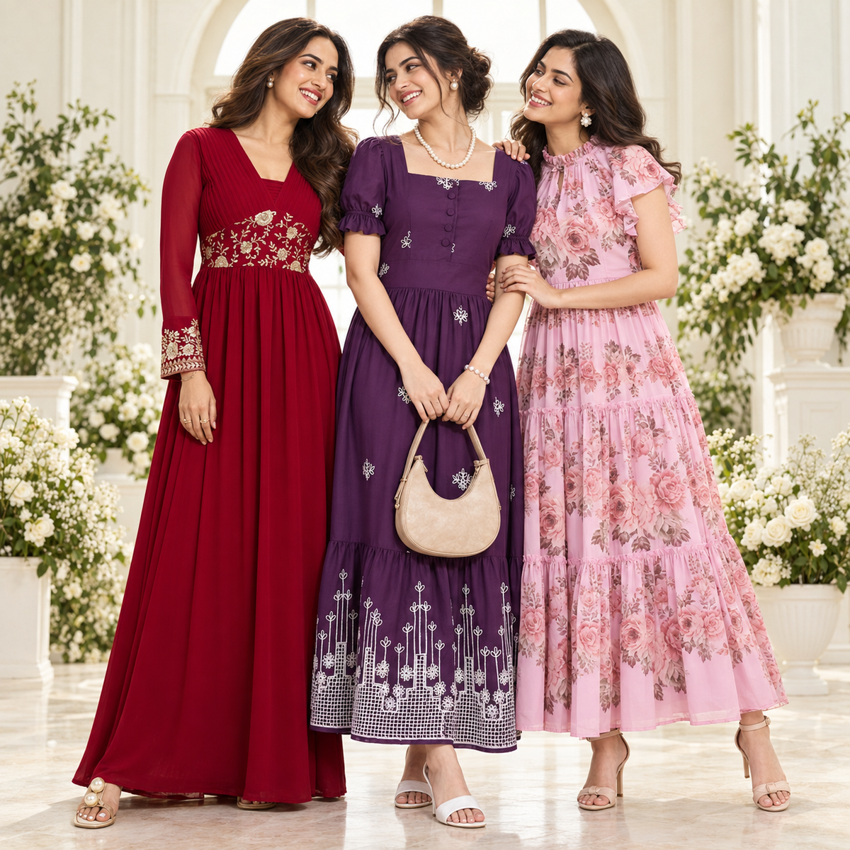 3 Women’s Stylish Printed Maxi Dress ( MD-3 )