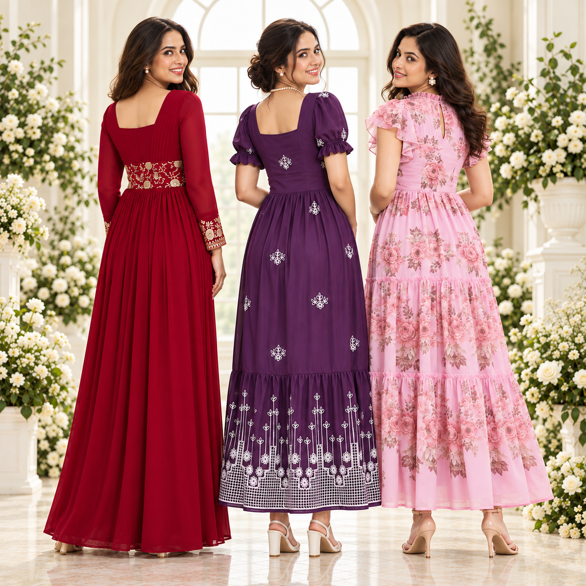 3 Women’s Stylish Printed Maxi Dress ( MD-3 )